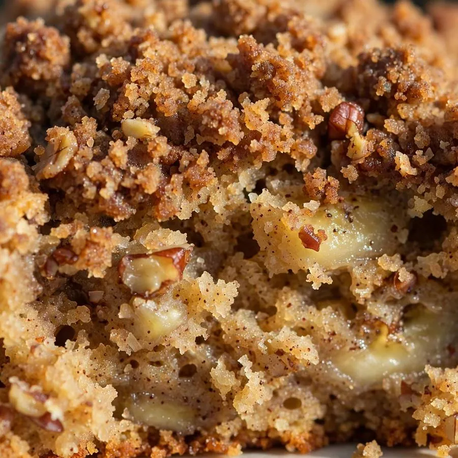 Moist banana bread cookie crumb with brown sugar streusel topping