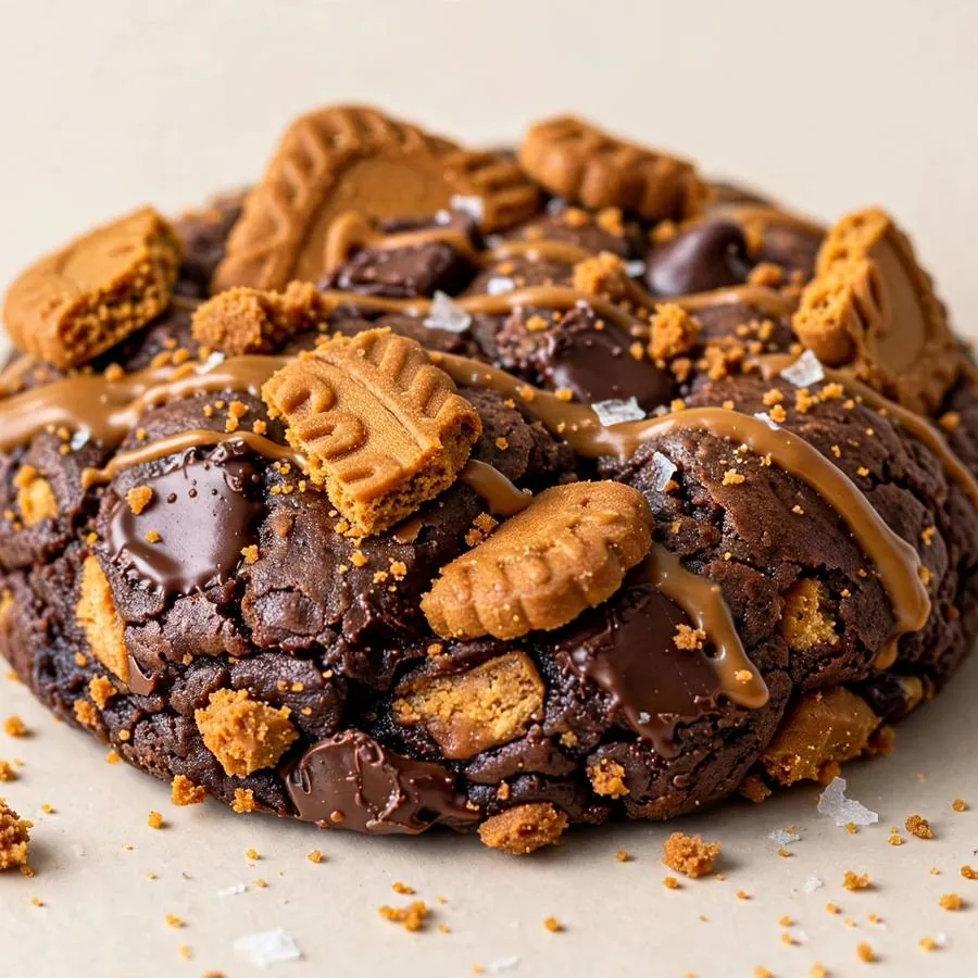 Biscoff Crunch Brownie Crumbl Cookie