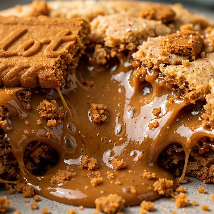 Molten cookie-butter center on Biscoff Lava Cookie Molten cookie-butter center on Biscoff Lava Cookie