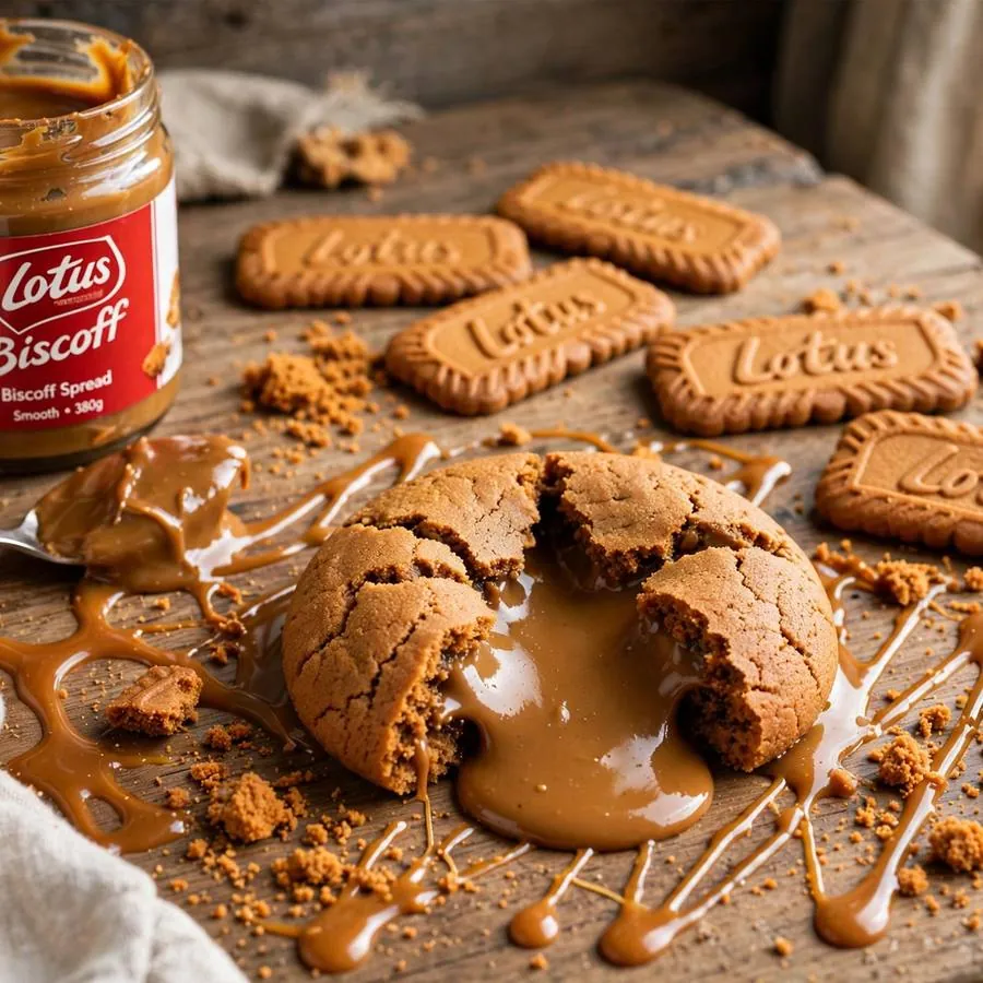 Biscoff Lava Cookie with Biscoff spread, crushed Lotus Biscoff cookies and caramel Biscoff Lava Cookie with Biscoff spread, crushed Lotus Biscoff cookies and caramel