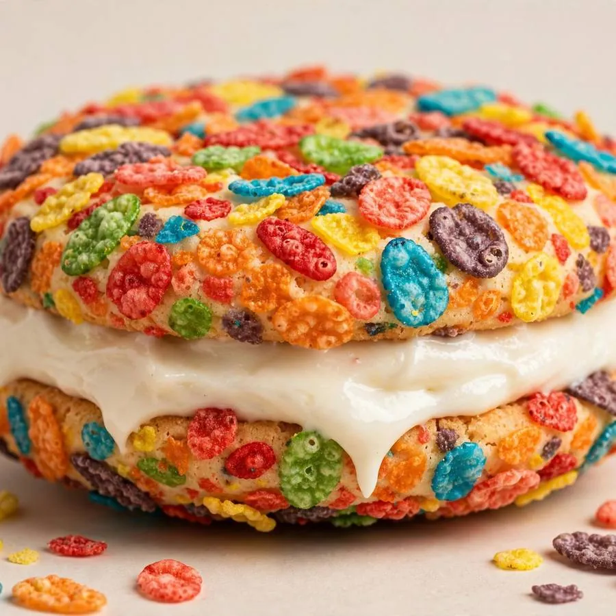 Cereal Milk Sandwich Cookie Ft Fruity Pebbles Crumbl Cookie