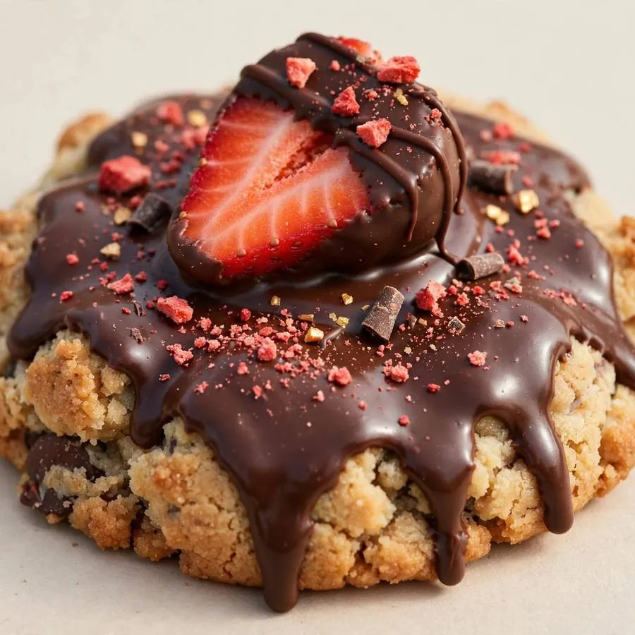 Chocolate Covered Strawberry Crumbl Cookie