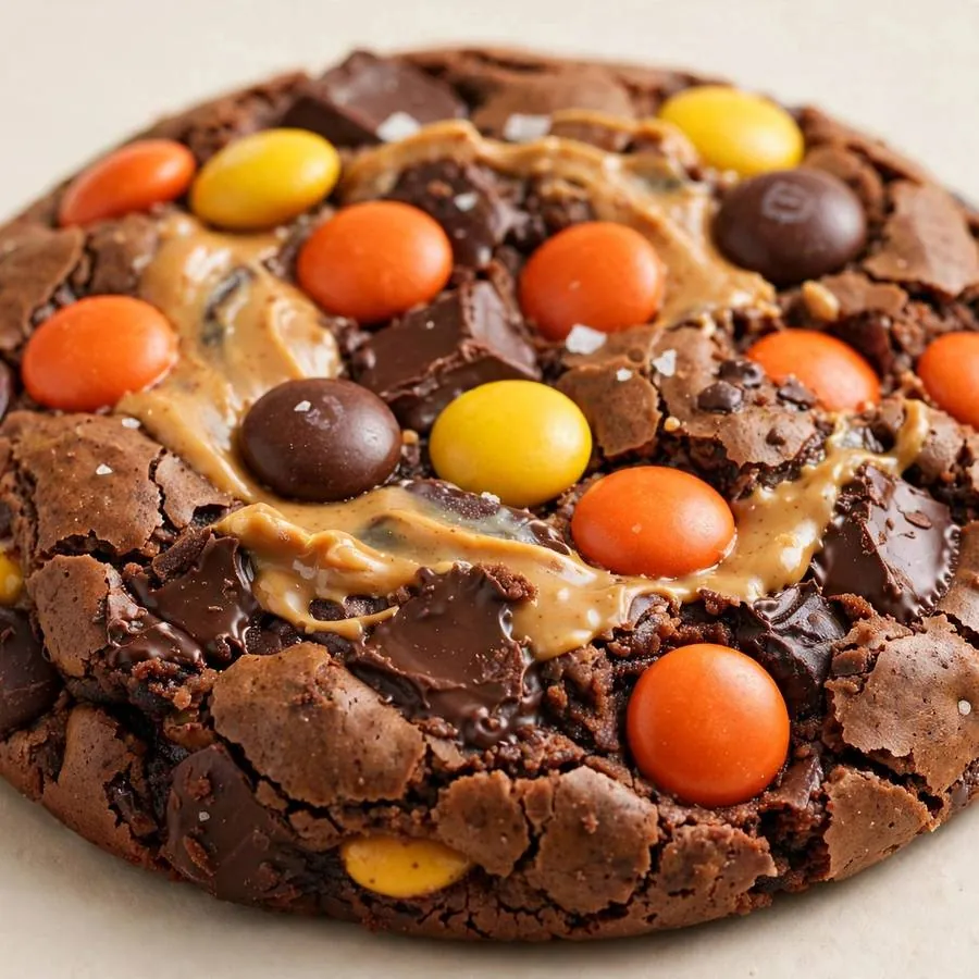 Chocolate Peanut Butter Brownie Ft Reeses Pieces Crumbl Cookie