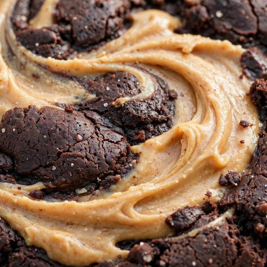Creamy peanut butter swirled through dark fudgy chocolate cookie