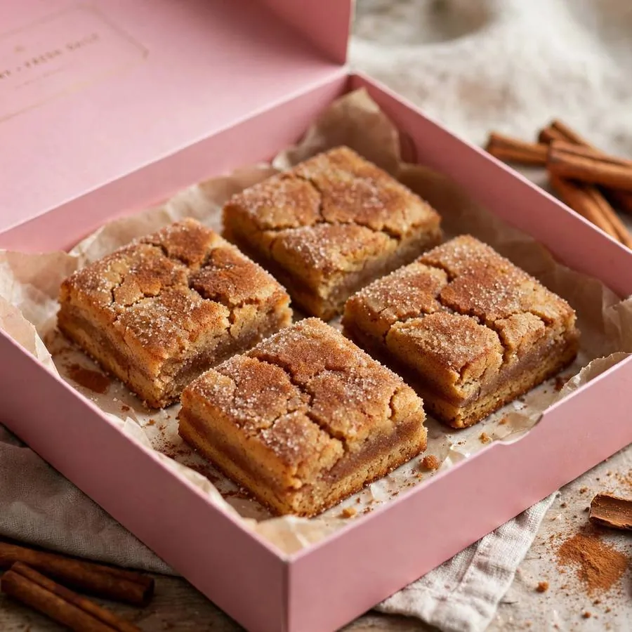 Cinnamon Square Crumbl served in a pink bakery box Cinnamon Square Crumbl served in a pink bakery box