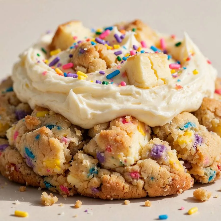 Confetti Cake Batter Cheesecake Crumbl Cookie