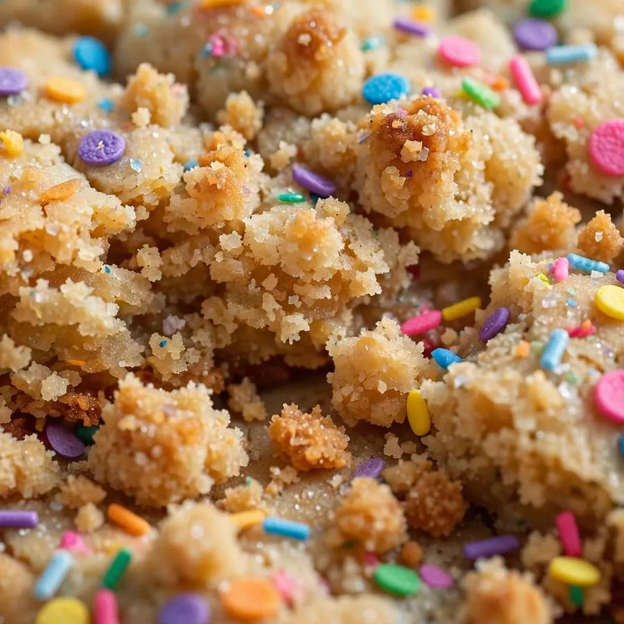 Colorful confetti sprinkles on Confetti Crumbl Cookie Colorful confetti sprinkles on Confetti Crumbl Cookie