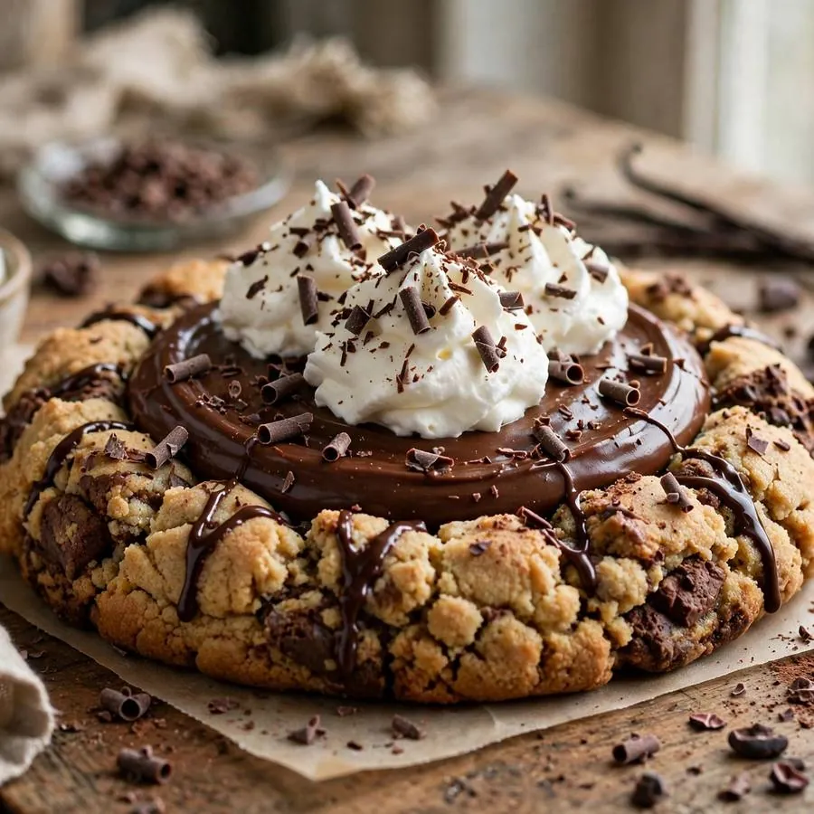 French Silk Pie Crumbl with dark chocolate, whipped cream and chocolate shavings