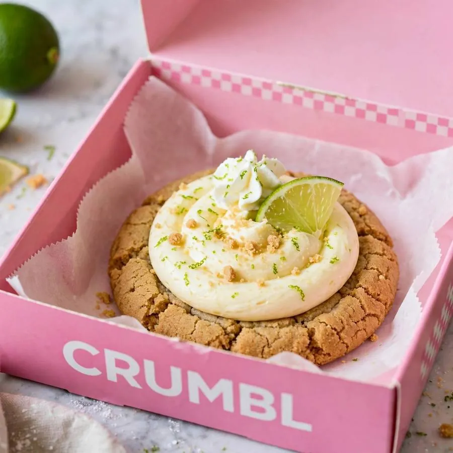 Key Lime Pie cookie in a pink bakery box Key Lime Pie cookie in a pink bakery box