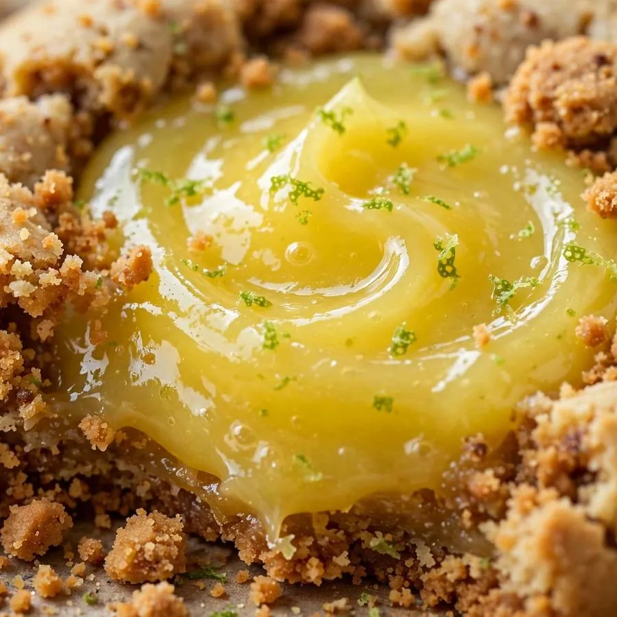 Tangy lime curd filling with graham cracker crumbs