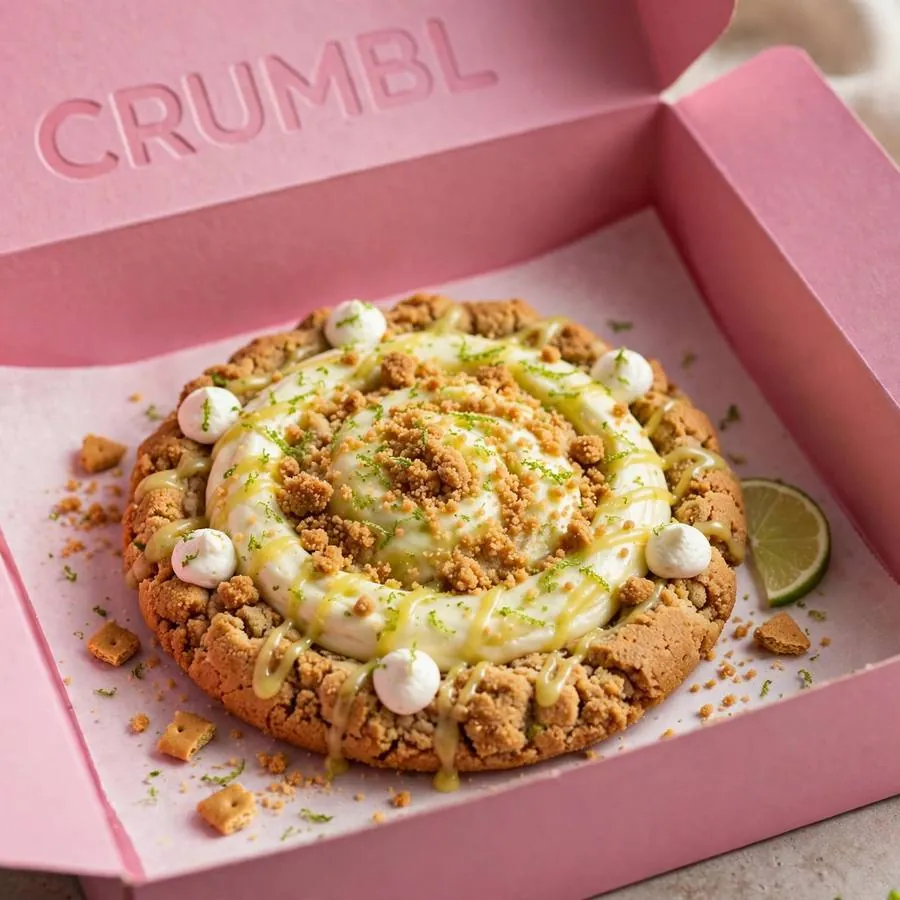 Key Lime Pie cookie in a pink bakery box