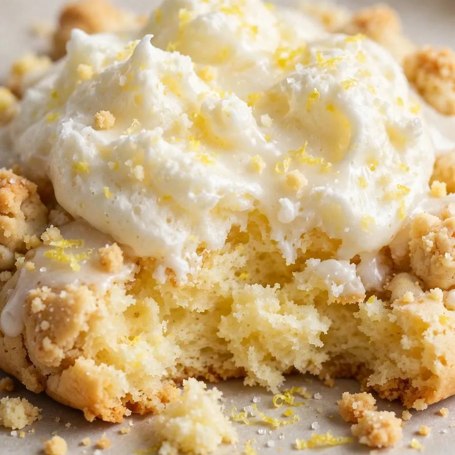 Fluffy lemon glaze over a soft chiffon cookie