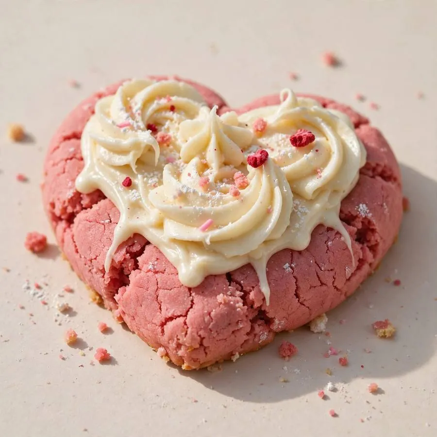 Pink Velvet Heart Cake Crumbl Cookie