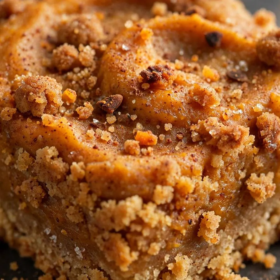 Spiced pumpkin topping over a crumbly cookie base