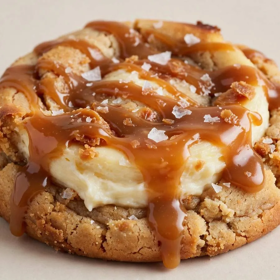 Salted Caramel Cheesecake Crumbl Cookie