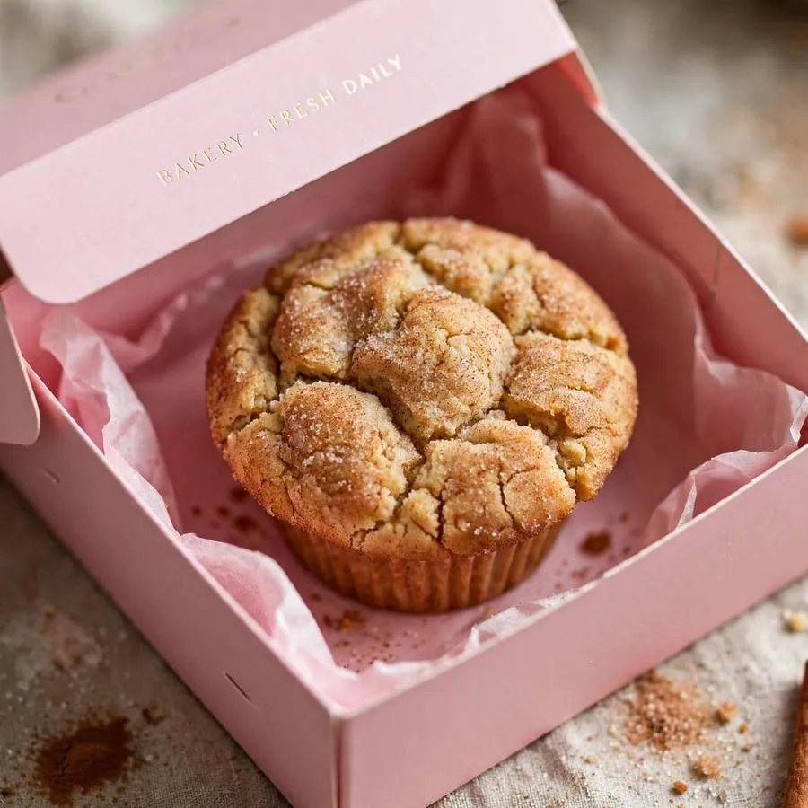 Snickerdoodle cupcake cookie presented in a pink Crumbl bakery box