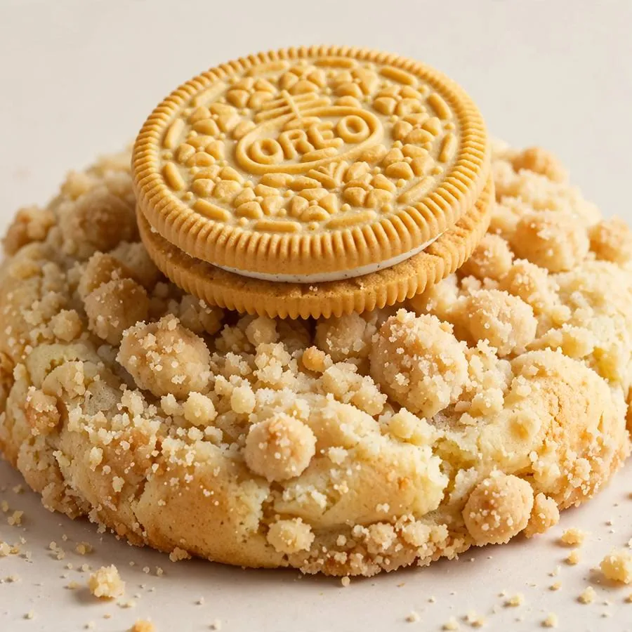 Vanilla Crumb Cake Cookie Ft Golden Oreo Crumbl Cookie