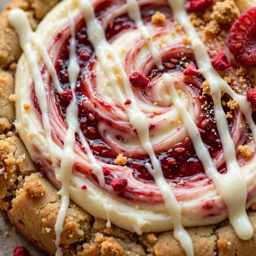 Raspberry swirl with white chocolate drizzle